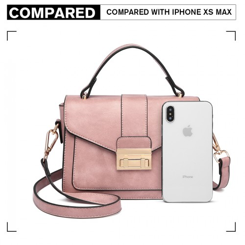 Miss Lulu Elegant Leather Look Midi Handbag - Pink | Ideal for Events & Date Nights