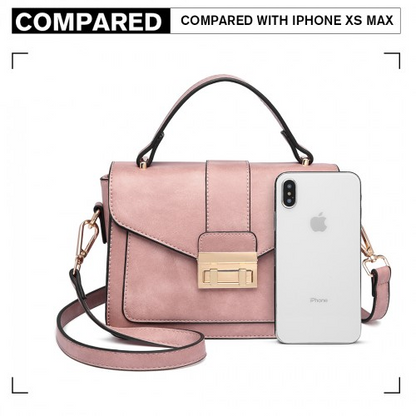Miss Lulu Elegant Leather Look Midi Handbag - Pink | Ideal for Events & Date Nights