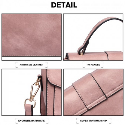 Miss Lulu Elegant Leather Look Midi Handbag - Pink | Ideal for Events & Date Nights