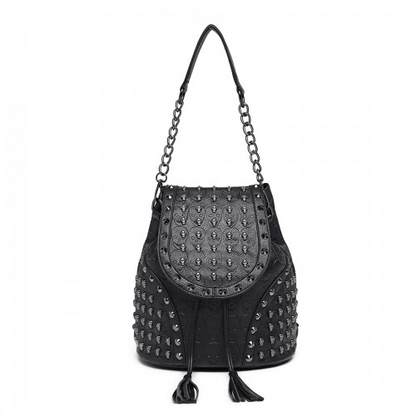 Miss Lulu Skull Studded Backpack Shoulder Bag - Black | Stylish & Versatile Accessory