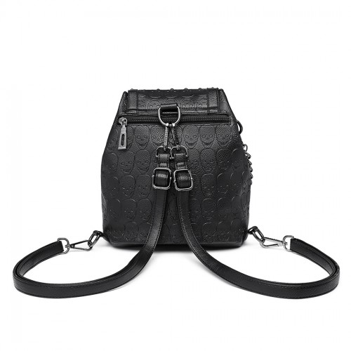 Miss Lulu Skull Studded Backpack Shoulder Bag - Black | Stylish & Versatile Accessory