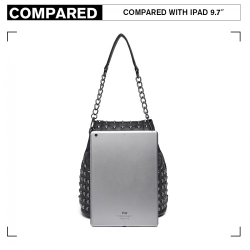 Miss Lulu Skull Studded Backpack Shoulder Bag - Black | Stylish & Versatile Accessory