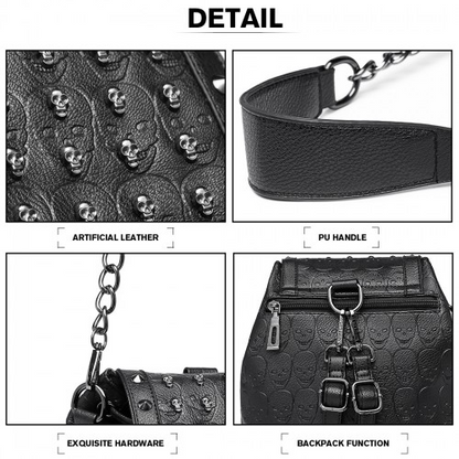 Miss Lulu Skull Studded Backpack Shoulder Bag - Black | Stylish & Versatile Accessory