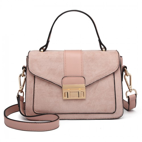 Miss Lulu Matte Pink PU Leather Midi Handbag Cross Body Bag - Elegant & Versatile