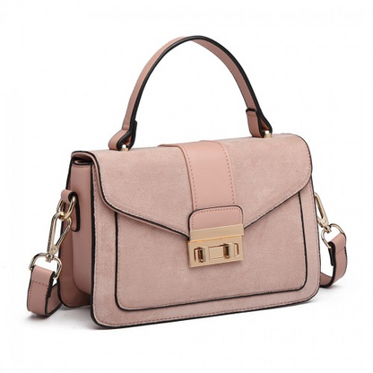 Miss Lulu Matte Pink PU Leather Midi Handbag Cross Body Bag - Elegant & Versatile
