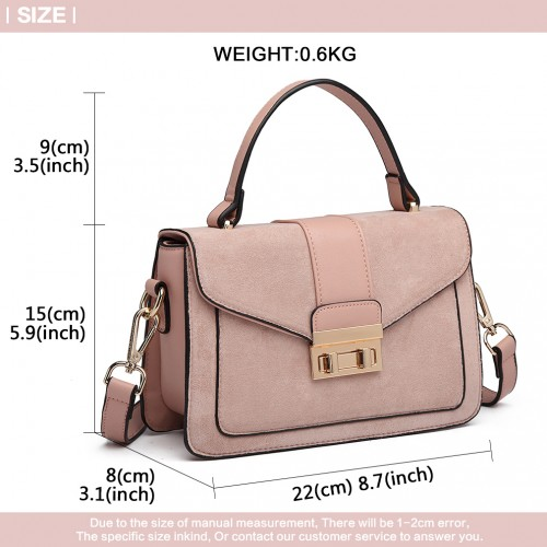Miss Lulu Matte Pink PU Leather Midi Handbag Cross Body Bag - Elegant & Versatile