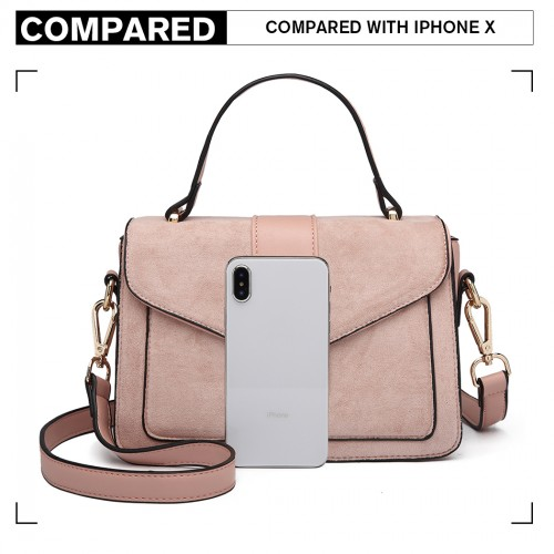 Miss Lulu Matte Pink PU Leather Midi Handbag Cross Body Bag - Elegant & Versatile