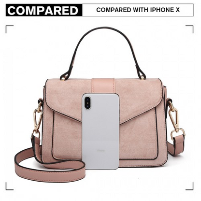 Miss Lulu Matte Pink PU Leather Midi Handbag Cross Body Bag - Elegant & Versatile