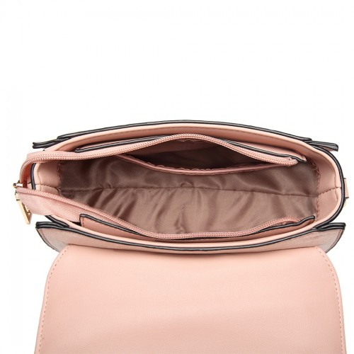 Miss Lulu Matte Pink PU Leather Midi Handbag Cross Body Bag - Elegant & Versatile