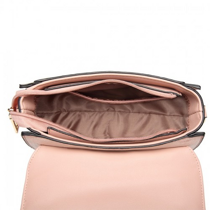 Miss Lulu Matte Pink PU Leather Midi Handbag Cross Body Bag - Elegant & Versatile