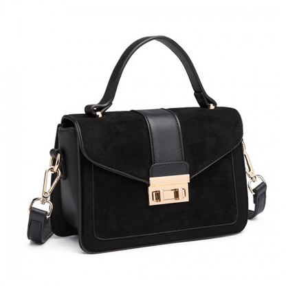 Miss Lulu Matte PU Leather Midi Handbag Cross Body Bag - Black | Elegant & Versatile Women's Bag