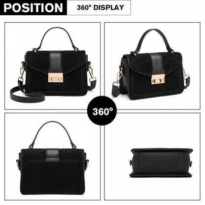 Miss Lulu Matte PU Leather Midi Handbag Cross Body Bag - Black | Elegant & Versatile Women's Bag