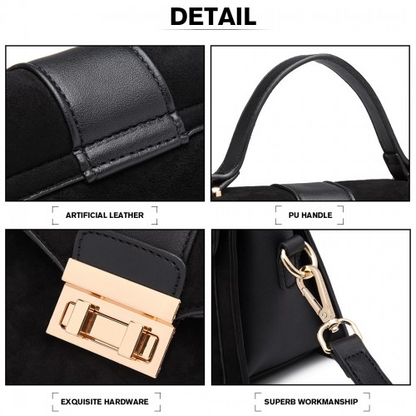 Miss Lulu Matte PU Leather Midi Handbag Cross Body Bag - Black | Elegant & Versatile Women's Bag