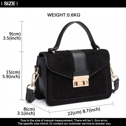 Miss Lulu Matte PU Leather Midi Handbag Cross Body Bag - Black | Elegant & Versatile Women's Bag