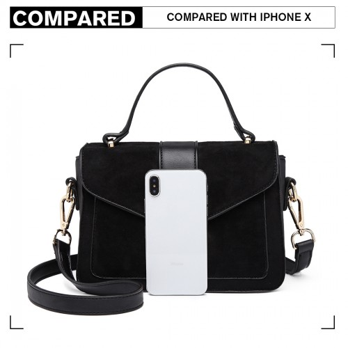 Miss Lulu Matte PU Leather Midi Handbag Cross Body Bag - Black | Elegant & Versatile Women's Bag