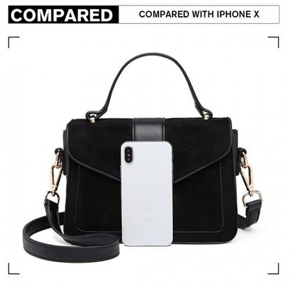 Miss Lulu Matte PU Leather Midi Handbag Cross Body Bag - Black | Elegant & Versatile Women's Bag