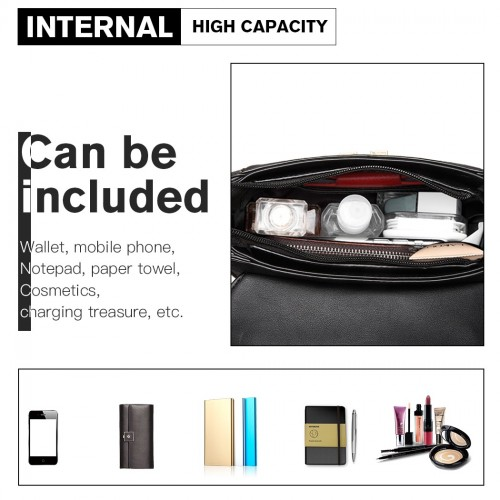 Miss Lulu Matte PU Leather Midi Handbag Cross Body Bag - Black | Elegant & Versatile Women's Bag