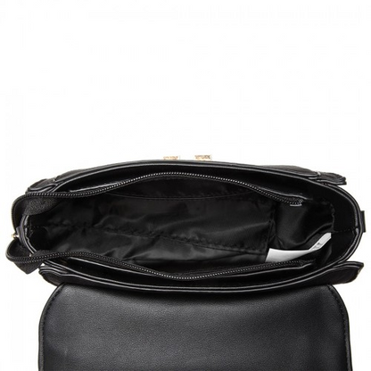 Miss Lulu Matte PU Leather Midi Handbag Cross Body Bag - Black | Elegant & Versatile Women's Bag