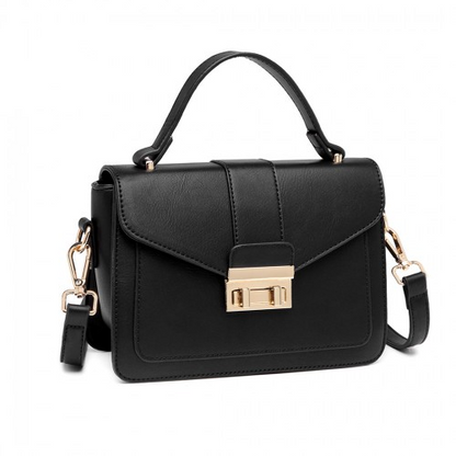 Miss Lulu Leather Look Midi Handbag - Black - Elegant & Versatile Women's Bag