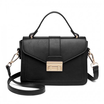 Miss Lulu Leather Look Midi Handbag - Black - Elegant & Versatile Women's Bag