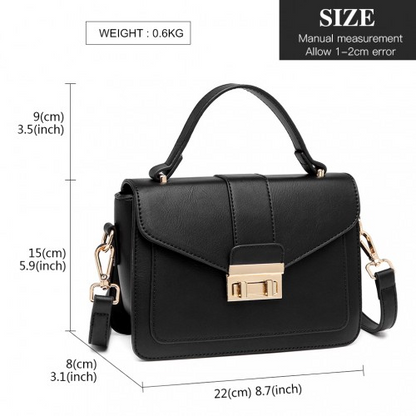 Miss Lulu Leather Look Midi Handbag - Black - Elegant & Versatile Women's Bag