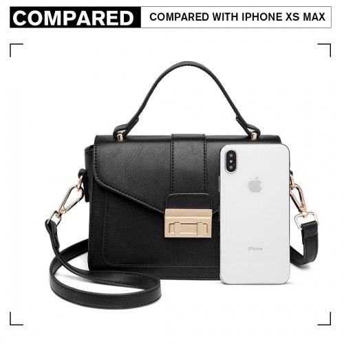 Miss Lulu Leather Look Midi Handbag - Black - Elegant & Versatile Women's Bag