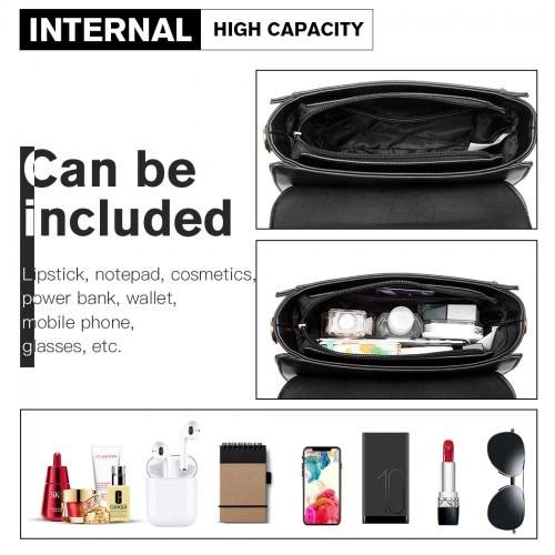 Miss Lulu Leather Look Midi Handbag - Black - Elegant & Versatile Women's Bag