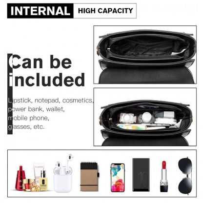 Miss Lulu Leather Look Midi Handbag - Black - Elegant & Versatile Women's Bag