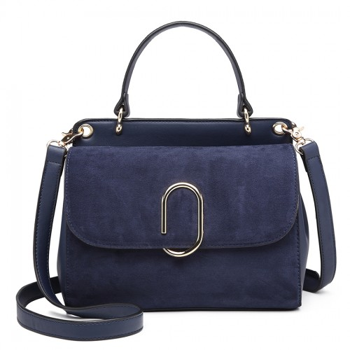 Miss Lulu Stylish Ladies Leather Handbag Shoulder Bag - Navy | Elegant & Versatile