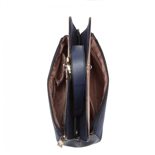 Miss Lulu Stylish Ladies Leather Handbag Shoulder Bag - Navy | Elegant & Versatile