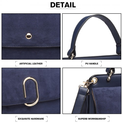 Miss Lulu Stylish Ladies Leather Handbag Shoulder Bag - Navy | Elegant & Versatile