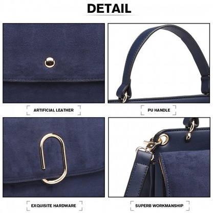 Miss Lulu Stylish Ladies Leather Handbag Shoulder Bag - Navy | Elegant & Versatile