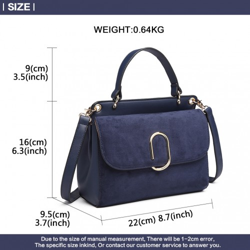 Miss Lulu Stylish Ladies Leather Handbag Shoulder Bag - Navy | Elegant & Versatile