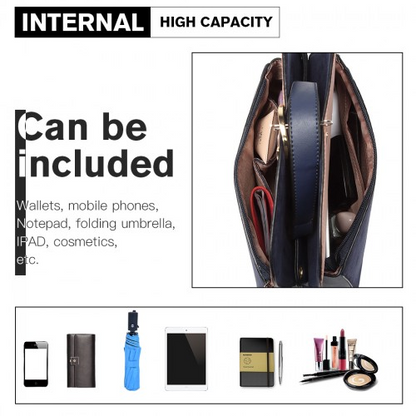 Miss Lulu Stylish Ladies Leather Handbag Shoulder Bag - Navy | Elegant & Versatile