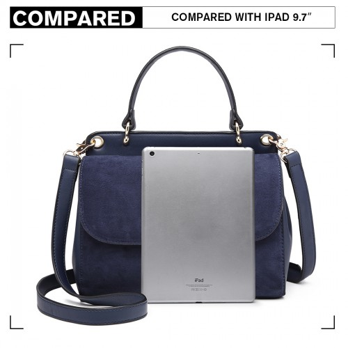 Miss Lulu Stylish Ladies Leather Handbag Shoulder Bag - Navy | Elegant & Versatile