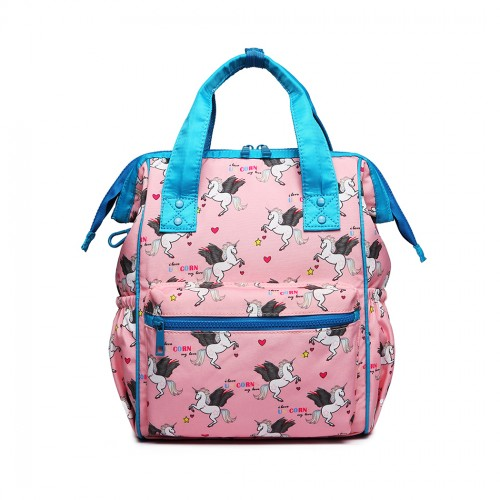 Miss Lulu Child's Unicorn Backpack with Pencil Case - Pink | LB6896 | Ideal for School & Day Trips