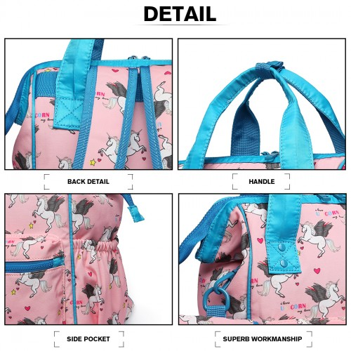 Miss Lulu Child's Unicorn Backpack with Pencil Case - Pink | LB6896 | Ideal for School & Day Trips