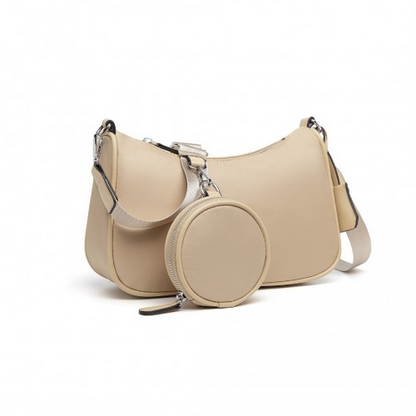 Miss Lulu Cross-Body Handbag with Detachable Pouch in Khaki - Versatile, Stylish, Durable