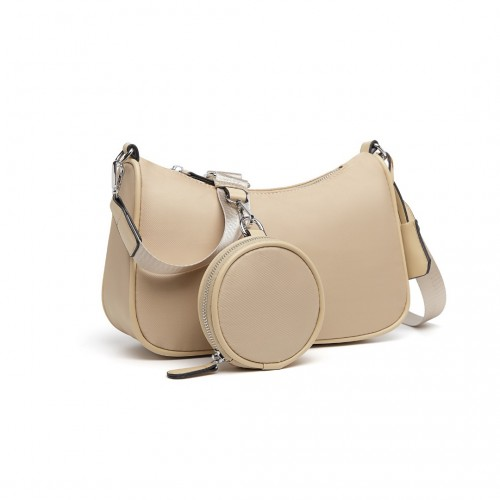 Miss Lulu Cross-Body Handbag with Detachable Pouch in Khaki - Versatile, Stylish, Durable