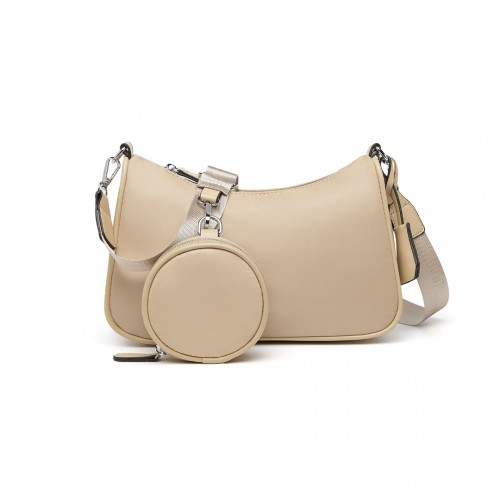 Miss Lulu Cross-Body Handbag with Detachable Pouch in Khaki - Versatile, Stylish, Durable