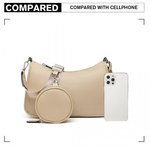Miss Lulu Cross-Body Handbag with Detachable Pouch in Khaki - Versatile, Stylish, Durable