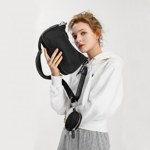 Miss Lulu Cross-Body Handbag with Detachable Pouch in Khaki - Versatile, Stylish, Durable