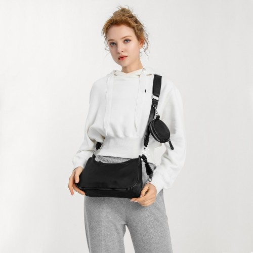 Miss Lulu Cross-Body Handbag with Detachable Pouch in Khaki - Versatile, Stylish, Durable