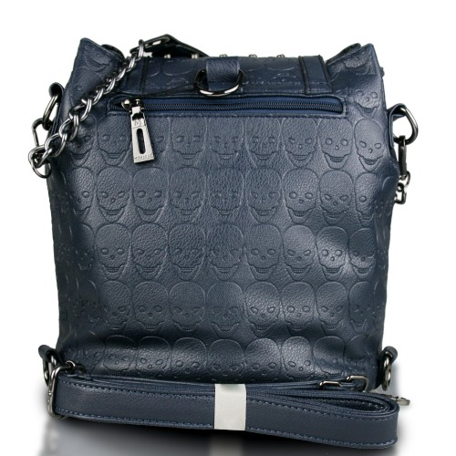 Miss Lulu Skull Studded Backpack Shoulder Bag - Navy | Stylish & Versatile