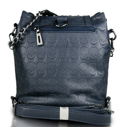 Miss Lulu Skull Studded Backpack Shoulder Bag - Navy | Stylish & Versatile