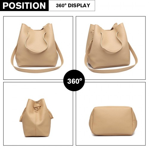 Miss Lulu 4-Piece Set Shoulder Tote Handbag - Beige | Stylish & Durable Women's Bag Set