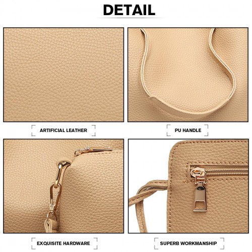 Miss Lulu 4-Piece Set Shoulder Tote Handbag - Beige | Stylish & Durable Women's Bag Set