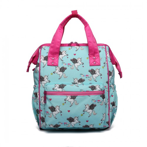 Miss Lulu Child's Unicorn Backpack with Pencil Case - Blue | High-Quality, Adorable Design for Kids