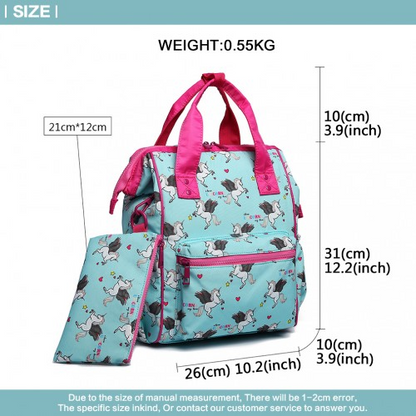 Miss Lulu Child's Unicorn Backpack with Pencil Case - Blue | High-Quality, Adorable Design for Kids