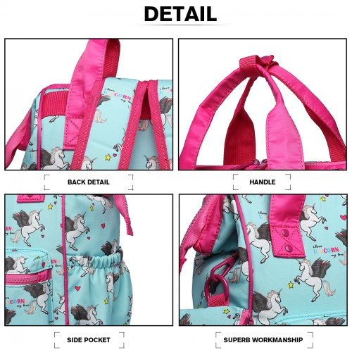 Miss Lulu Child's Unicorn Backpack with Pencil Case - Blue | High-Quality, Adorable Design for Kids